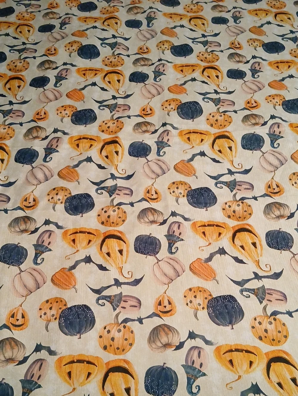 Festive Fun & Spooky Halloween Pumpkins  Orange Black Bats  Tablecloth 84x58 Rtg